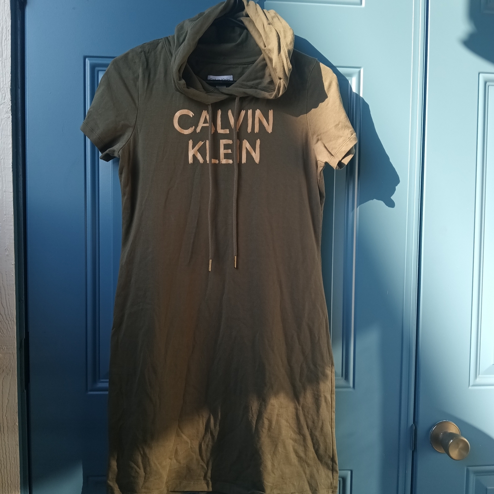 Calvin Klein Olive Green Hooded Dress